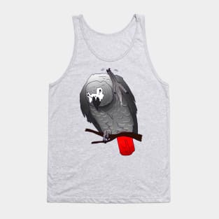 African Grey Parrot Perching Waving on a Branch Tank Top